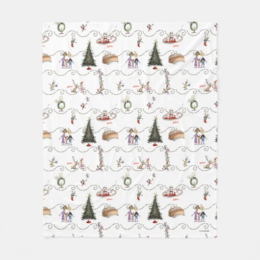 Whoville Christmas Garland Celebration フリースブランケット (正面)
