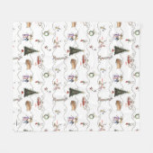 Whoville Christmas Garland Celebration フリースブランケット (正面(横))