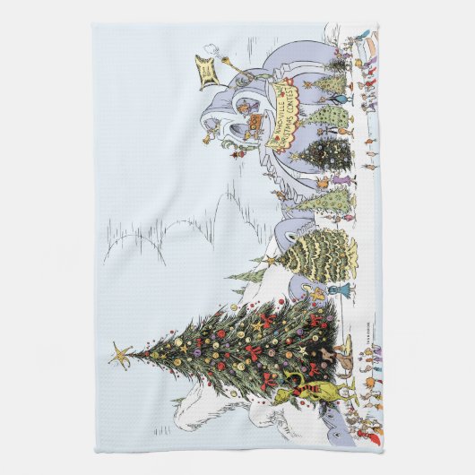 Whoville Christmas Tree Contest キッチンタオル (縦)