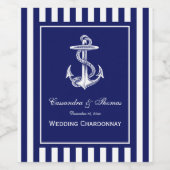 Whtいかり、Navy Blue Frame、Navy ストライプ DIY BG ワインラベル (シングルラベル)