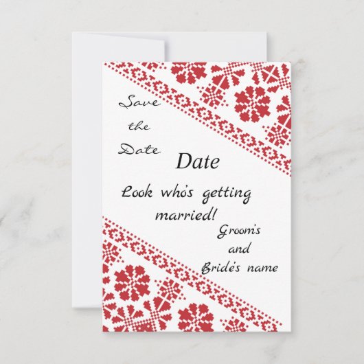 WhtとRd Tatrez結婚救/THE/DATEの発表 セーブザデート (正面)