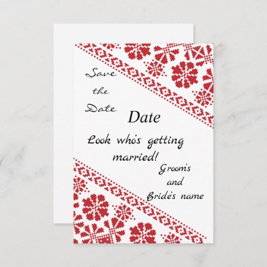 WhtとRd Tatrez結婚救/THE/DATEの発表 セーブザデート (正面/裏面)