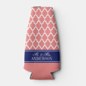 Whtモロッコ#4 CB海軍の名前モノグラム結婚ズ ボトルクーラー (正面)