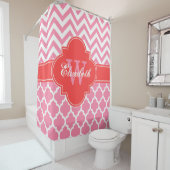 Wht Coral Red Morocco #5 Chevron 1IQRN シャワーカーテン (インサイチュ)