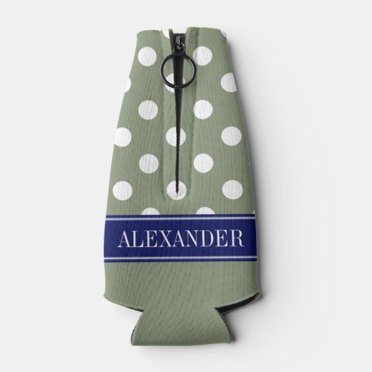 Wht LG水玉模様CBネイビーネームモノグラム ボトルクーラー (裏面)