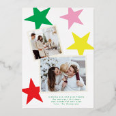 WHTE RED Christmas 3枚の写真はっきりした モダン |金ゴールド 箔シーズンカード (裏面)