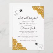 Why Bee Genderがベビーを明らかにするパーティの招待状 招待状 (正面/裏面)