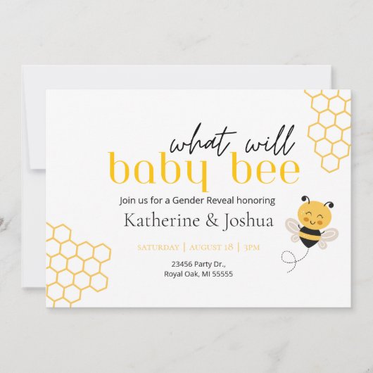 Why Bee Genderがベビーを明らかにする招待状 招待状 (正面)