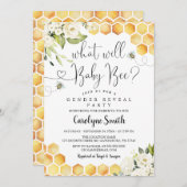 Why Bee GenderがベビーBeeを明らかにするパーティーベビー 招待状 (正面/裏面)