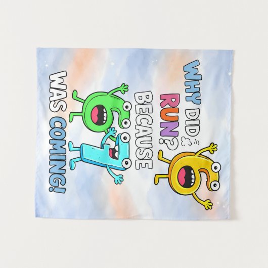 Why Did 6 Run Funny Math Joke Design タペストリー (正面(横))