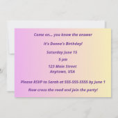 “Why Did the Chicken Cross the Road?” 招待状 (裏面)