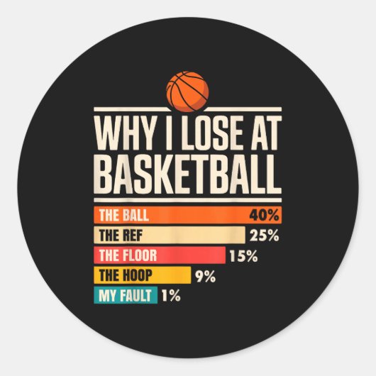 Why I Always Miss Funny Chart Basketball Hoop  ラウンドシール (正面)