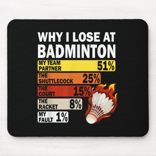 Why I Lose At Badminton Funny My Fault マウスパッド (正面)