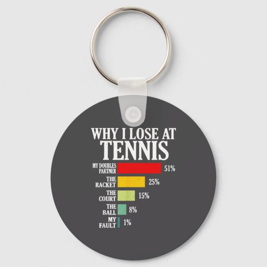 Why I Lose At Tennis Funny Tennis Player Quote  キーホルダー (正面)