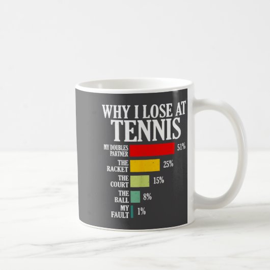 Why I Lose At Tennis Funny Tennis Player Quote  コーヒーマグカップ (右)