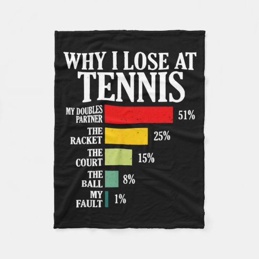 Why I Lose At Tennis Funny Tennis Player Quote  フリースブランケット (正面)
