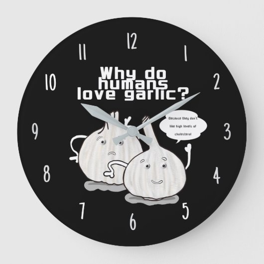 Why People Love Garlic – Funny Kitchen Wall Clock ラージ壁時計 (正面)