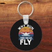 Why Run When You Can Fly Butterfly Stroke Swim Tea キーホルダー (正面)