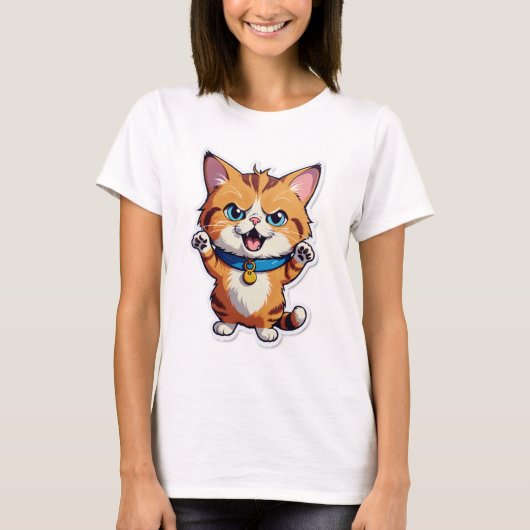 Why So Silent? – Confused Cat Sticker Tシャツ (正面)