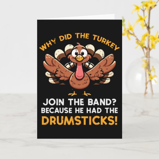 Why Turkey Join Nd Drumstick Thanksgiving Men Kids カード (黄色い花)
