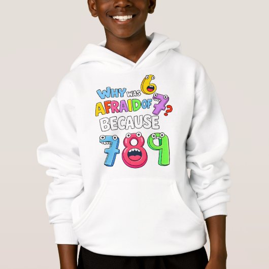 Why Was 6 Afraid of 7 Funny Math Hoodie (正面)