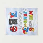 Why Was 6 Afraid of 7 Funny Superhero Math Design タペストリー (正面(横))