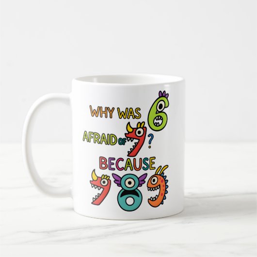 Why Was Six Afraid Funny Maths Joke Mug コーヒーマグカップ (左)