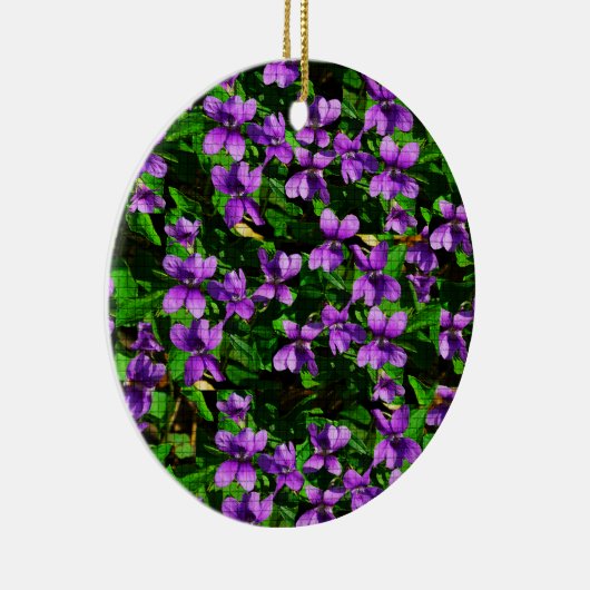 WI州フラワーウッドバイオレットモザイク セラミックオーナメント (右)