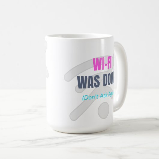Wi-Fiがダウンした(再びダウンし頼ない) コーヒーマグカップ (正面右)