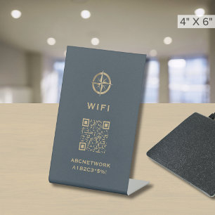 Wi-FiアクセスQRコードロゴグレー 台座サイン