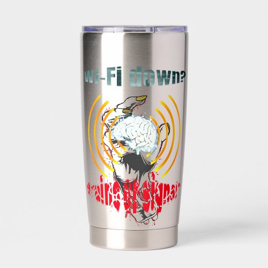 Wi-Fiダウン？脳か信号か？Wi-Fiダウン 保温保冷タンブラー (正面)