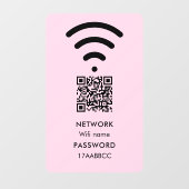 Wi-Fiネットワーク接続QRコード モダンピンク ウィンドウサイン (シート)