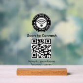 Wi‑Fi QRコードサイン | Wi‑Fi接続 アクリルサイン (ニュートラル)
