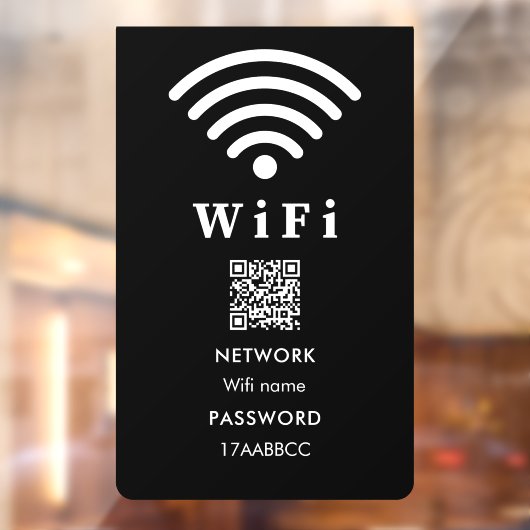 Wi-Fi QRコードパスワード | スキャンしてつながる 黒 ウィンドウサイン (シート2)