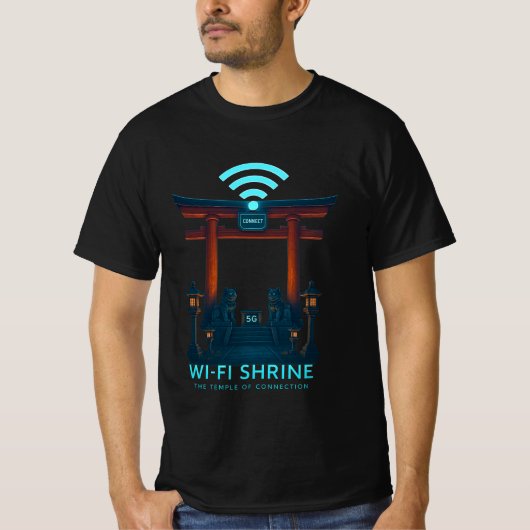 Wi-Fi Shrine – The Temple of Connection Tシャツ (正面)