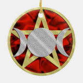 Wiccaの五芒星の三倍の女神のオーナメント セラミックオーナメント (裏面)