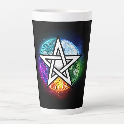 Wiccan pentagram カフェラテマグ (正面)