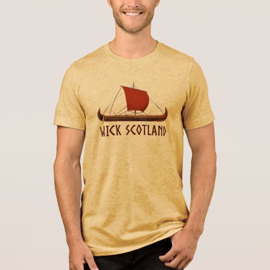 Wick Scotland Viking Ship トライブレンドＴシャツ (正面)