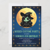 wickedで楽しいグリーンウィッチのハロウィン誕生日 招待状 (正面)