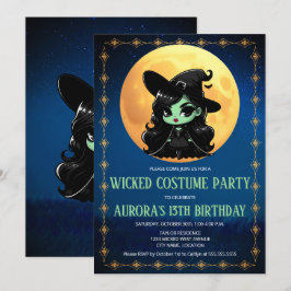 wickedで楽しいグリーンウィッチのハロウィン誕生日 招待状