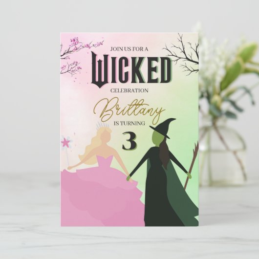 Wicked Birthday Invitation Elphaba and Galinda 招待状 (スタンド正面)