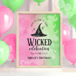Wicked Birthday Party Poster – Pink & Green Witch  ポスター
