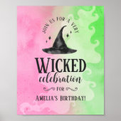 Wicked Birthday Party Poster – Pink & Green Witch  ポスター (正面)