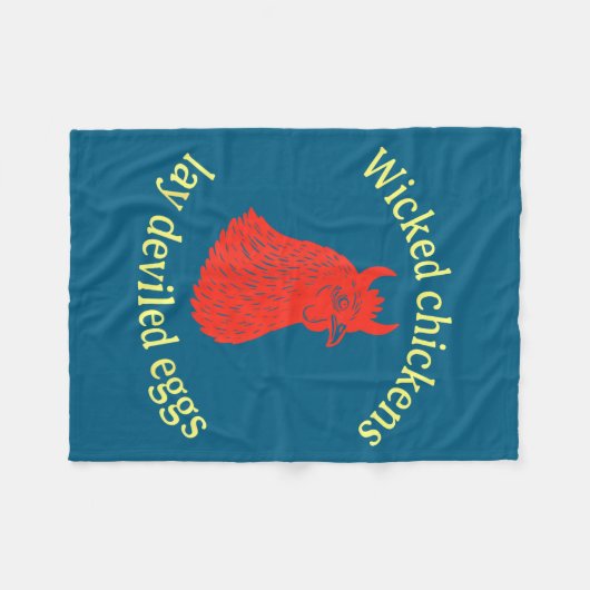 Wicked Chickens Lay Deviled Eggs フリースブランケット (正面(横))