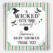 Wicked Cute Baby is Brewing ハロウィンベビーシャワー スクエアシール (正面)