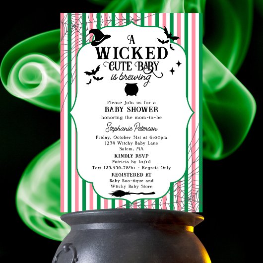 Wicked Cute Baby is Brewing ハロウィンベビーシャワー 招待状