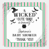 Wicked Cute Baby is Brewing Halloween Baby Shower スクエアシール (正面)