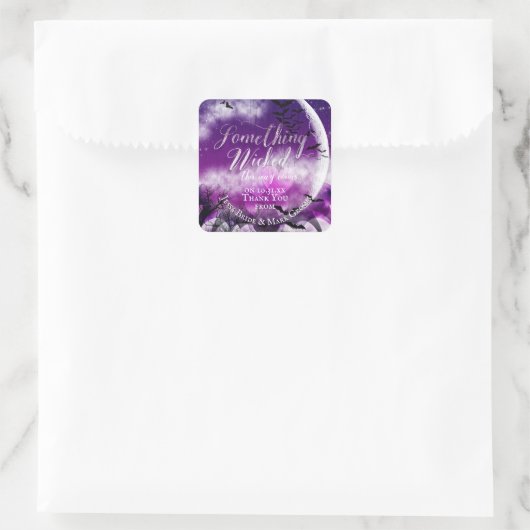 Wicked Fun Halloween Love Moon Wedding スクエアシール (バッグ)