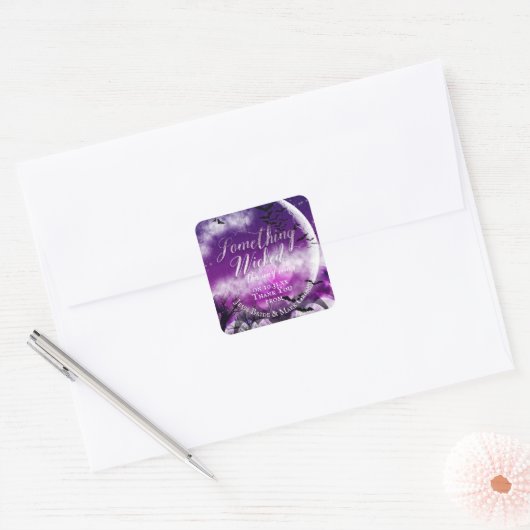 Wicked Fun Halloween Love Moon Wedding スクエアシール (封筒)