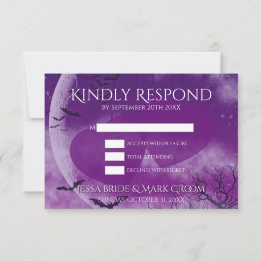 Wicked Fun Halloween Love Moon Wedding 出欠カード (裏面)